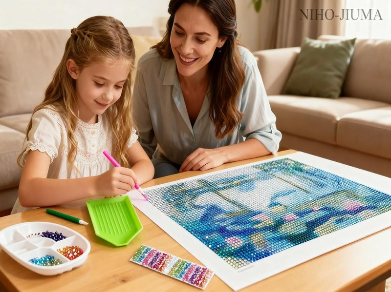 NIHOJIUMA NIHO-JIUMA Diamond Painting Kits Monet's Water Lilies, 5D DIY Full Drill Diamond Art Gift for Adults, Home Decoration (30 X 40 cm / 12 X 16 inches) - Image 2